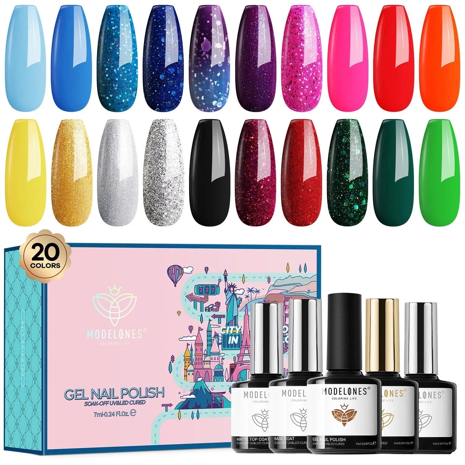 Las Vegas – Lucky Casino Collection - 24Pcs 20 Colors Gel Nail Polish Kit【US ONLY】