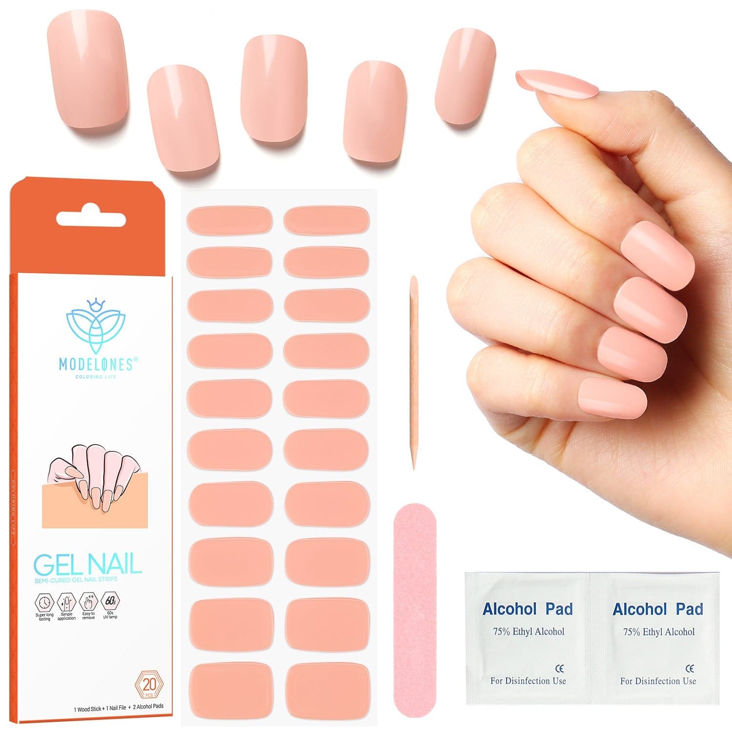 Pink - Semi-Cured Gel Nail Strips - MODELONES.com