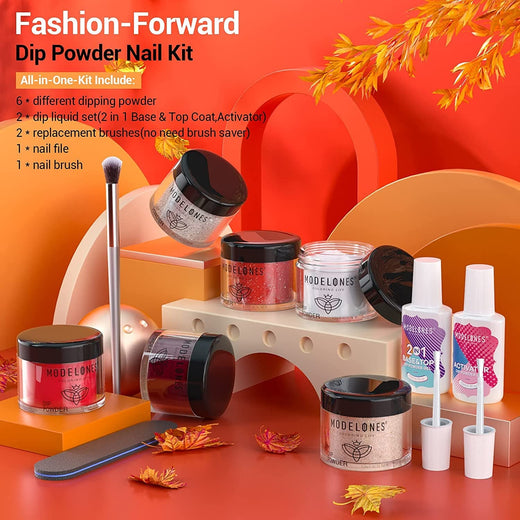 Red Maple Leaf - 6Pcs Dip Powder All-In-One Kit