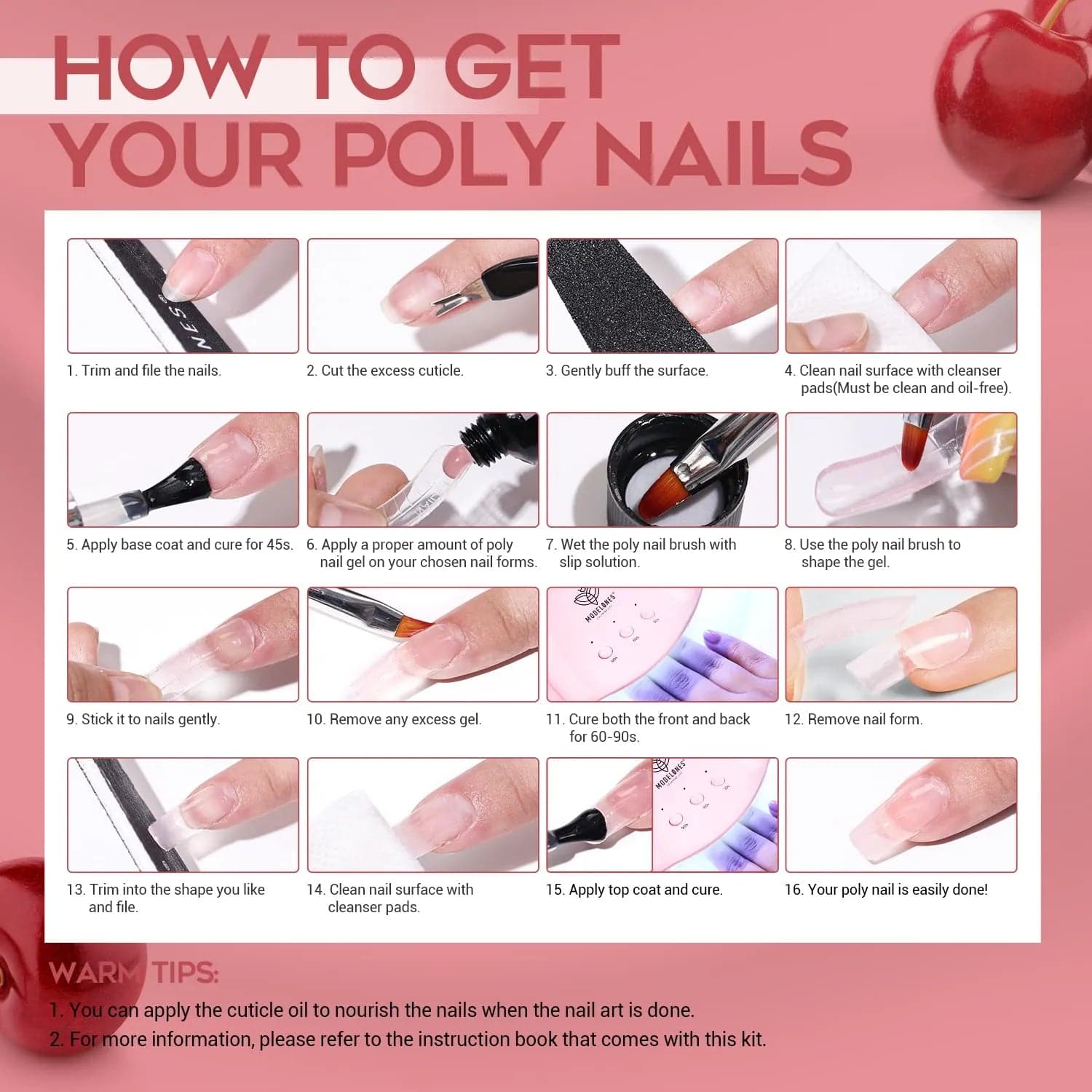 Sweet Red - 22Pcs Poly Nail Gel Kit 【US ONLY】 - MODELONES.com