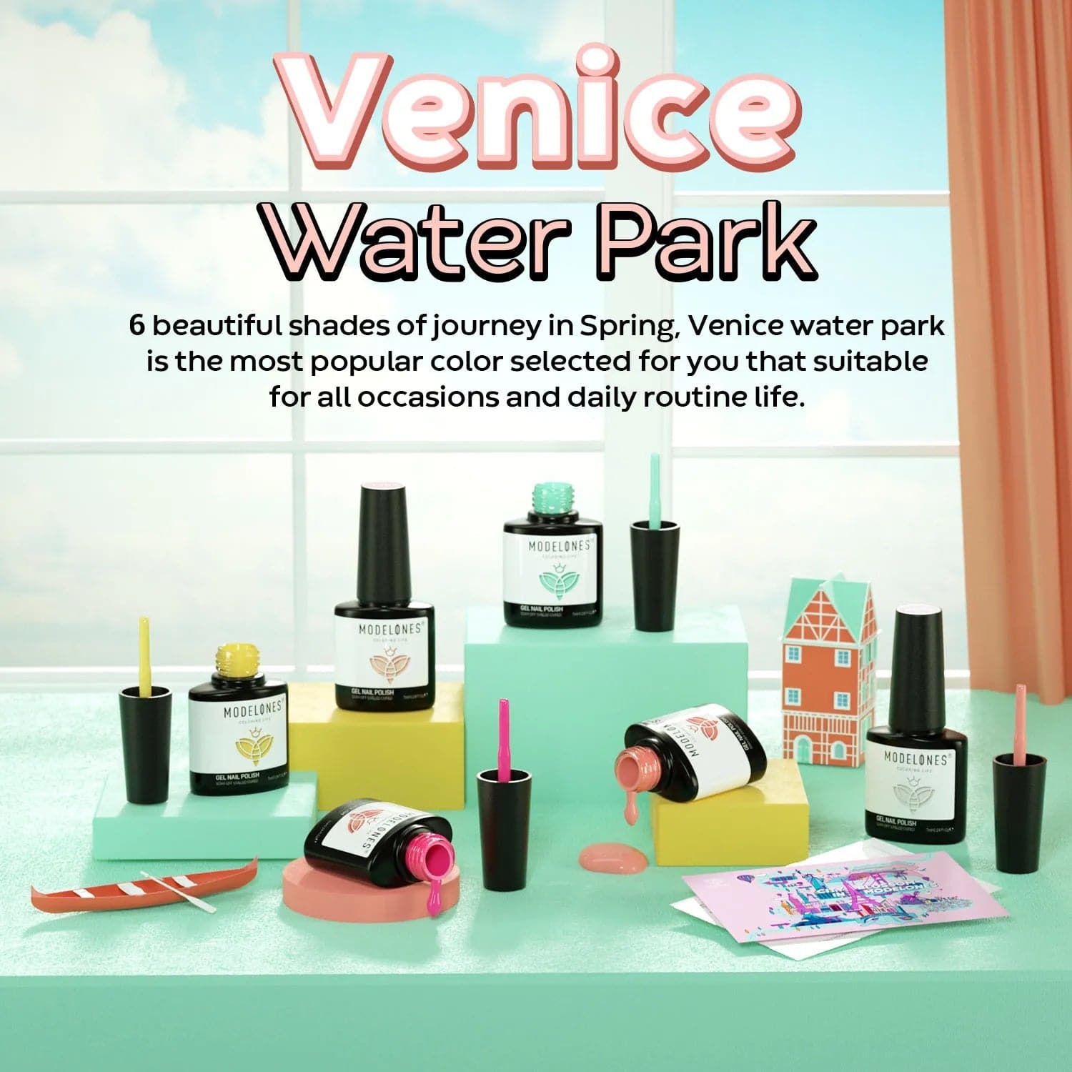 Venice Water Park - 6 Shades Gel Nail Polish Set【US ONLY】 - MODELONES.com